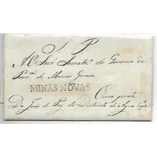 1835-Carta do serviço publico circulada para Ouro Preto com carimbo de saída "Minas Novas" linear com cercadura.