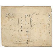 1889-Envelope circulado para S.Paulo com par de selos de 100Rs tipo Cifra branca, cbo de saída "Brotas" tipo francês