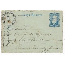 1887-Carta bilhete de 100Rs ( CB-9) para S.Paulo, carimbo de saída "Estação do Cruzeiro" circular tipo comum.