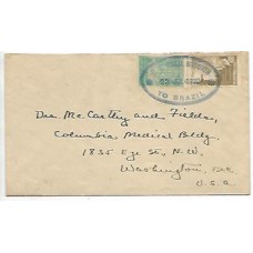 1930-Envelope para os EUA com selos de 200Rs e 100Rs Congresso de Arquitetura, cbo "Us Naval Mission to Brazil"