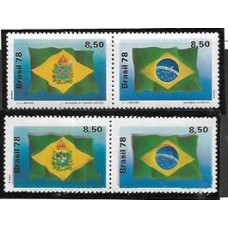 1058/9- Lubrapex 78, par dos selos das bandeiras nacional e do Imperio com cores deslocadas.Raro