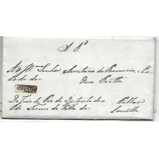 1837-Carta de serviço publico  circulada de Curvelo para Ouro Preto, cbo de saída "Curv."  em negativo.Rara.
