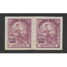 296-10.000Rs Instrução , prova em par papel liso sem filigrana na cor vinho