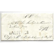 1835-Carta circulada de Bependi para Ouro Preto isenta de porte, carimbo  de saida "Bependi" linear sem cercadura