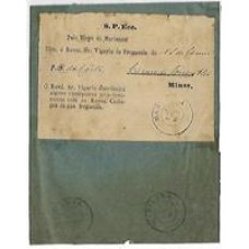 1886-Frente de pacote remetendo livretos da Igreja, de Mariana para Pouso Alto, com isenção de porte conforme marca "S.P.Ecc." ( Serviço Publico Eclesiastico), cbo de saída "Marianna" circular.
