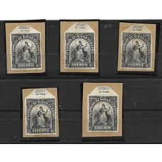 Custas Judiciarias- 25/29-Serie completa em prova  de cunho numeradas, na cor preta.Muito raro