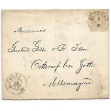 1889-Envelope de Alfenas para a Alemanha porteado com selo de 200Rs D.Pedro Cabeça Grande , rosa, carimbo de saída "Alfenas" circular.