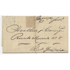 1888-Carta de Angra dos Reis para o Rio de Janeiro com selo de 100Rs Tipo Cifra Branca, carimbo de saída "Angra dos Reis" circular batido em azul