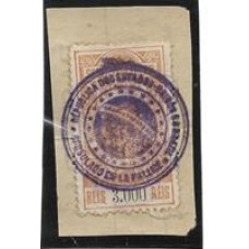 Imposto Consular-034- 3.000Rs, serie com ponto no milhar, sobre fragmento, carimbo "Consulado em La Pali??? "