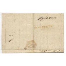 1857-Carta de Baependi para o Rio de Janeiro com porte lançado á mão de 60Rs carimbo de saída "Baependi" linear com cercadura, batido em amarelo