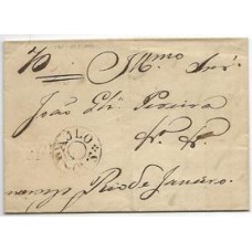1840-Carta  de Itu para o Rio de Janeiro com carimbo de saída "Ytu" linear com cercadura reta e de passagem "S.Paulo" circular com cercadura interna e externa.