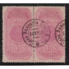 Imposto do Selo-170-50.000Rs carmim, tipo Cruzeiro do Sul, par usado, belo carimbo "Casa Bancaria Eboli & Cia-Santos"
