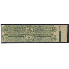 Imposto do Vinho-37-40Rs  verde, em par,filigrana " Casa da Moeda", 