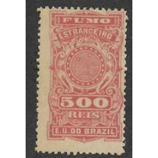 Imposto do Fumo-030-500Rs vermelho, denteado , emissão Cruzeiro do Sul de 1895