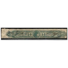 Imposto de Bebidas-233- 50Rs, verde, denteado,  emissão de 1903.