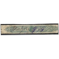 Imposto de Bebidas-234- 75Rs, verde, denteado,  emissão de 1903.