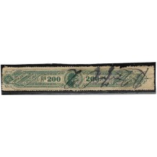 Imposto de Bebidas-239- 200Rs, verde, denteado,  emissão de 1903.