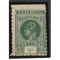 Imposto do Fumo-132-40Rs verde, tipo cabeça da republica, denteado,emissão de 1901