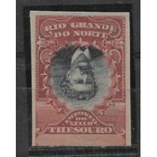 Rio Grande do Norte-Imposto do Selo-15- 5000Rs  com quadro invertido, sem denteação.Unico selo fiscal brasileiro conhecido com quadro invertido.12 exemplares conhecidos