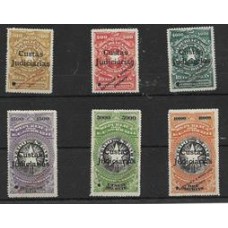 S.Paulo-Custas Judiciarias-01/11-6 selos em prova com sobrecarga Specimen da Waterlow & Sons e furo de segurança