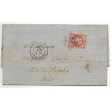 1872-Carta de Marseille ao Rio, porteada em 80 Centimes com selo Napoleon, cbo "P.D." denotativo de porte pago até o destino, conforme o 1 porte da Convenção Brasil-França