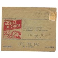 1939-Envelope circulado com propaganda do Cinema Metro e do Filme "Adeus Mr.Chips", com selo de 100Rs amarelo, emissão "Vovó"