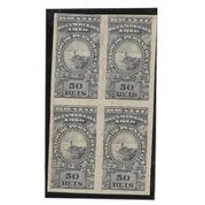 Pernambuco-Imposto do Selo-080-50Rs ,emissão de 1916 , imagem do farol,prova em quadra sem denteação