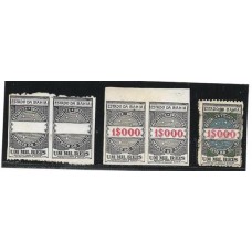 Bahia-Imposto do Selo- 25- 2 Provas em par do selo de 1$000 de 1900, um sem  a cor verde e o outro  sem a cor verde e vermelha do valor