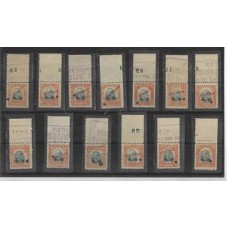 O-1/13-Serie completa ,Afonso Pena, com sobrecarga Specimen, margem superior de folha e furo de segurança da ABN