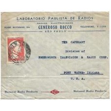 1941-Envelope de S.Paulo para os EUAS com selo de 50.000Rs, Feira de Nova York, efigie de Getulio, de acordo com o porte aereo para a America do Norte 1941-Envelope de S.Paulo para os EUAS com selo de 50.000Rs, Feira de Nova York, efigie de Getulio, de acordo com o porte aereo para a America do Norte