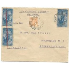 1933-Envelope do Rio de janeiro para a Alemanha porteado com 3 selos de 200Rs Visita do Presidente Justo, e selo regular de 100Rs.