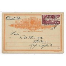 1935-Bilhete Postal de 100Rs com selo adicional de 100Rs IV Centenario da Colonização do Espirito Santo, de acordo com o porte internacional de Bilhetes Postais 1935-Bilhete Postal de 100Rs com selo adicional de 100Rs IV Centenario da Colonização do Espirito Santo, de acordo com o porte internacional de Bilhetes Postais
