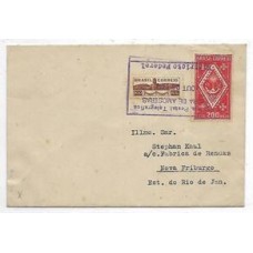 1933-Envelope circulado do Rio para Nova Friburgo porteado em 200Rs com selo do Congresso Eucaristico e selo adicional pró aeroportos de 100Rs