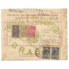 1940-Vale Postal com premio de 1600Rs pago com par de 800Rs Cinquentenario da Republica, imagem de Deodoro a cavalo