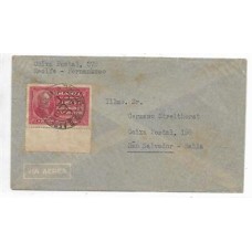 1940-Envelope registrado de Pernambuco para Salvador porteado com selo de 1200Rs Feira de Nova York de acorco com o porte nacional registrado 1940-Envelope registrado de Pernambuco para Salvador porteado com selo de 1200Rs Feira de Nova York de acorco com o porte nacional registrado