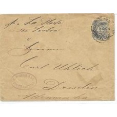 1889-Envelope circulado como impresso do Rio para a Alemanha porrteado em 50Rs com selo tipo Cifra, de acordo com o porte internacional de impressos