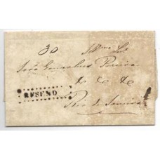 1838-Carta circulada em 1838 de Resende para o Rio de Janeiro , porte lançado á mão de 30Rs e carimbo de saída “Resende”, linear com cercadura  de pontos.