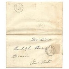 1886-Carta circulada de Itabira do Campo para Ouro Preto porteada em 100Rs com selo D.Pedro "Cabecinha", obliterado com o carimbo "Cachoeira do Campo"
