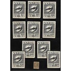 V-17/25-Serie Icaro em provas  de gravura em preto tamanho 49 X 64 mm, Acompanha a imagem de um selo para comparação das dimensões.