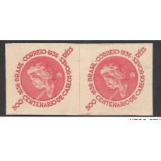 0107SD-300Rs,  Centenário de Carlos Gomes, vermelho, filigrana Armas ,em par   sem denteação.