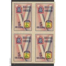 0210SD- 5 Cruzeiros, Homenagem á Força Expedicionaria Brasileira, FEB, em quadra filigranada sem denteação.