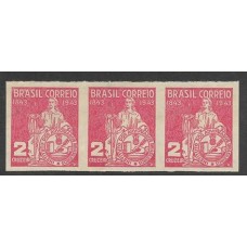 0184SD-Instituto dos Advogados, em tira de 3 selos filigranados, sem denteação.