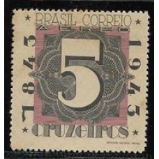 A-050C1-Cr$5,00,Centenario do Selo, filigrana vertical, "flamula" no "1" de "1943"