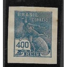 186-400Rs tipo Mercurio, prova em papel liso sem filigrana na cor azul.