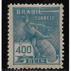 202- Antigo 203 C, 400Rs " tipo Instrução" , com risco sobre a palavra "Brasil", catalogado na edição de 1995 do RHM.