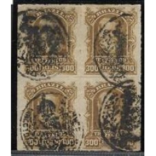 44-300Rs D.Pedro "Barba Branca" em quadra usada, carimbo tipo Sinete.