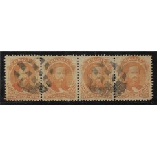 29-500Rs D.Pedro "Barba Preta", tira de 4 selos , usada