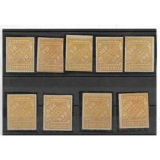 J-01/09- Serie completa, emissão para Jornais de fevereiro de 1889, nova sem goma.