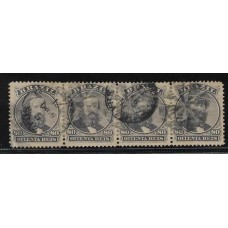 26-80Rs D.Pedro "Barba Preta", em tira de 4 selos usada.