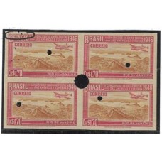0217-Cr$1,70, 5º Congresso da UPAE, prova em quadra sem denteação, furo e anulação á pena de segurança da Waterlow & Sons.
